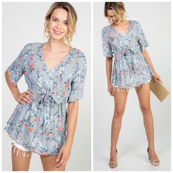 Floral Front Tie Top - Picture 4 of 8